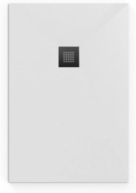 Swiss Aqua Technologies Duschwanne aus Gussmarmor in Weiß, rechteckig und flach, inklusive Siphon und Füßen, B/T: 100 x 90 cm - Bild 1