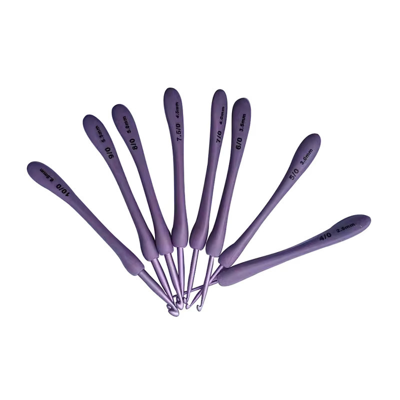 8er-Set lila Häkelnadeln aus Kunststoff (2,5–6,0 mm) für deine DIY-Handarbeitsprojekte - Bild 2