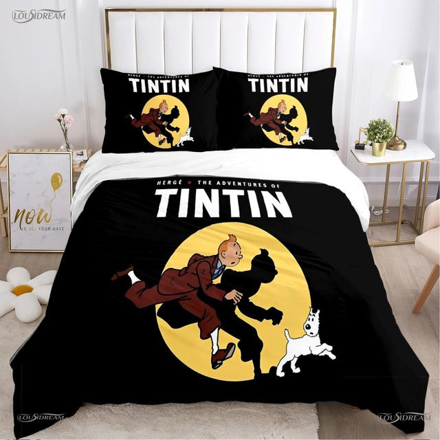 JMG Household Supplies T-Tintines Bettwäscheset mit Cartoon-Design, Bettdeckenbezug und Kissenbezügen aus Mikrofaser, Schwarz, B/H: 180 x 210 cm - Bild 1