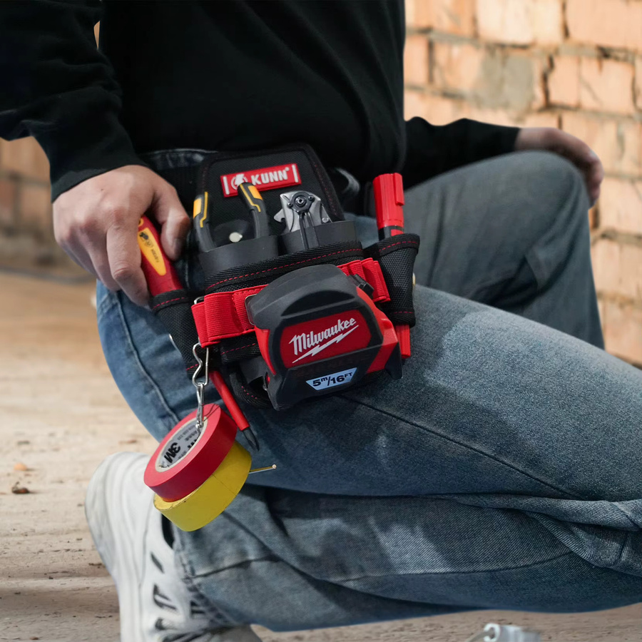 KUNN Kleine Werkzeugtasche mit Gürtelclip als Mini-Werkzeug-Organizer in Rot und Schwarz - Bild 5