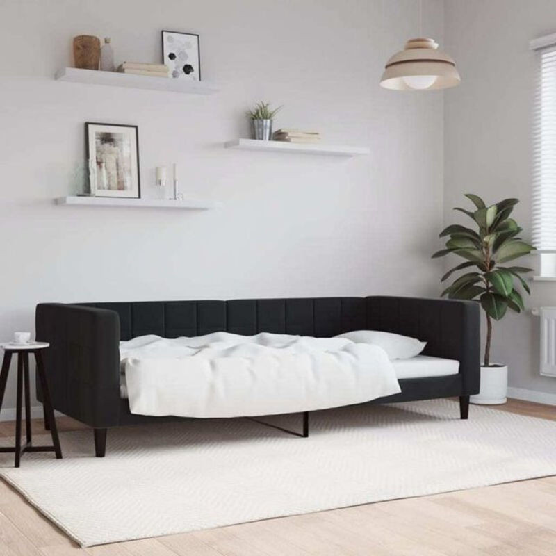 vidaxl Polsterbett Tagesbett aus Metall und Samt in Schwarz, B/H: 90 x 200 cm - Bild 1
