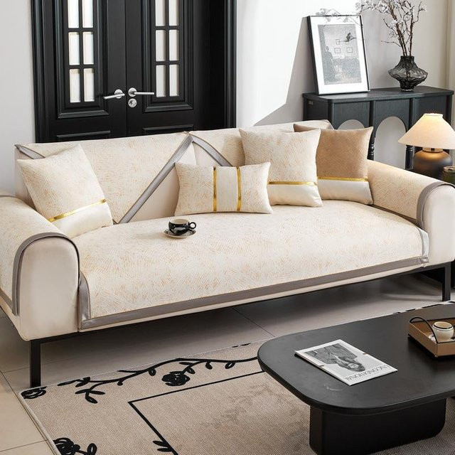 Super Six Sofa-Kissen aus Chenille und Kunstleder, quadratisch, B/T/H: 70 x 70 x 70 cm - Bild 1