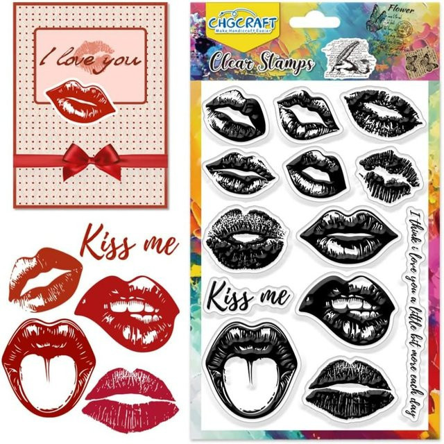 Transparenter Silikonstempel mit realistischem Lippen-Motiv für DIY Scrapbooking und Journaling - Bild 1