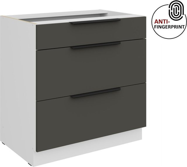 Küchenunterschrank ARIA in Graphite matt mit Anti-Fingerprint-Beschichtung, Breite: 80 cm - Bild 1