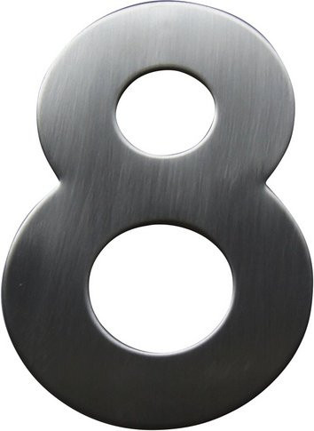 ALPERTEC Hausnummer 8 aus Edelstahl in Silber, B/T/H: 11,7 x 17 x 1,8 cm - Bild 1