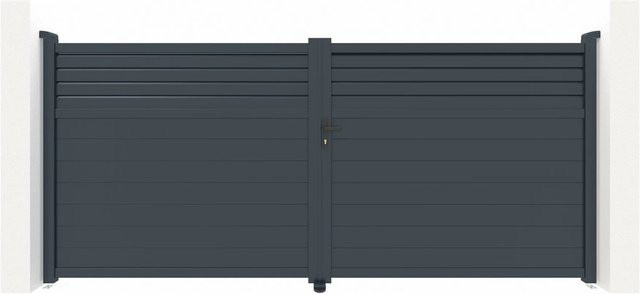 Casanoov Elektrisches Flügeltor Carpatia aus Aluminium in Anthrazit und Grau mit Ranger B150 Drehtorantrieb, B/H: 400 x 180 cm - Bild 1