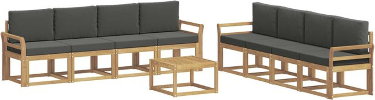 Modernes Outdoor-Sofagarnitur Set aus Akazien-Massivholz mit 9-teiligen Kissen von vidaXL in Weiß und Anthrazit - Bild 1