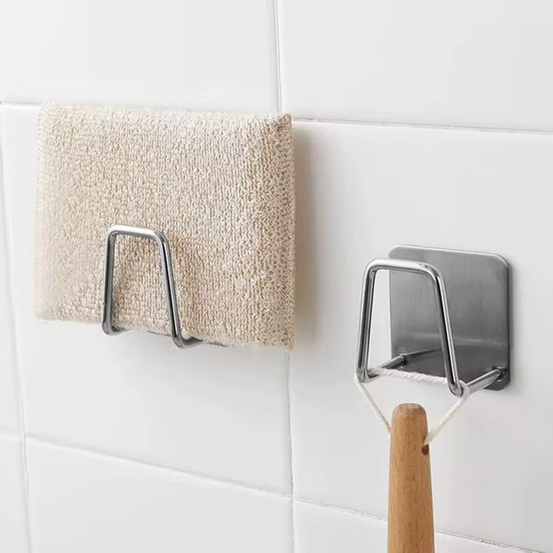 SHNGki Schwammhalter aus Edelstahl in Silber, selbstklebender Spülbecken-Organizer mit Entwässerung für die Küche - Bild 5