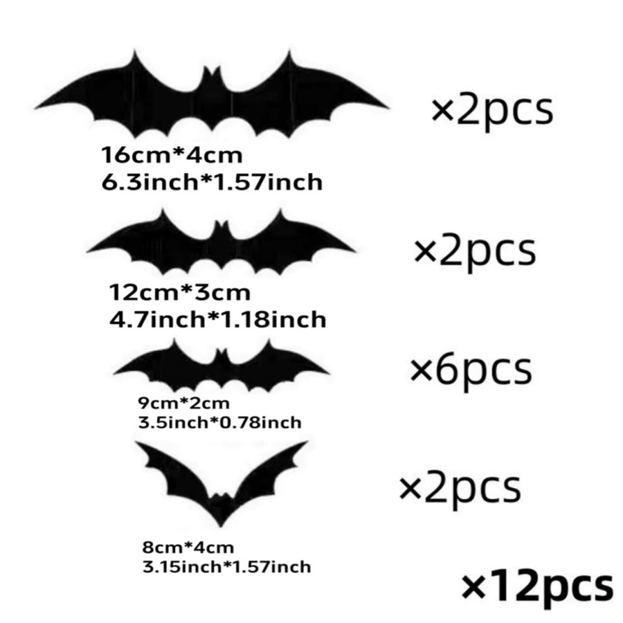 AFYPRTY Halloween 3D Fledermaus-Dekorationen aus schwarzem PVC für Wandaufkleber und Party-Deko - Bild 3