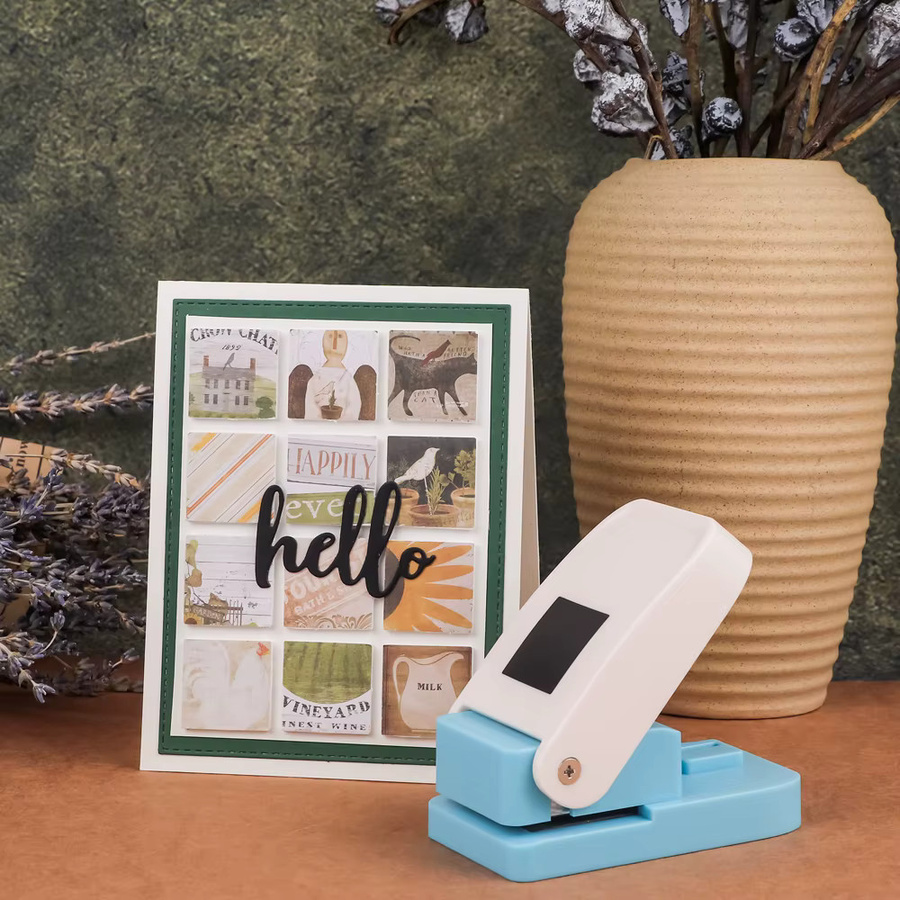 Handheld 1 Zoll Action-Bastelstanzer mit quadratischem Hebel für Papier und Scrapbooking sowie DIY-Dekorationen - Bild 3