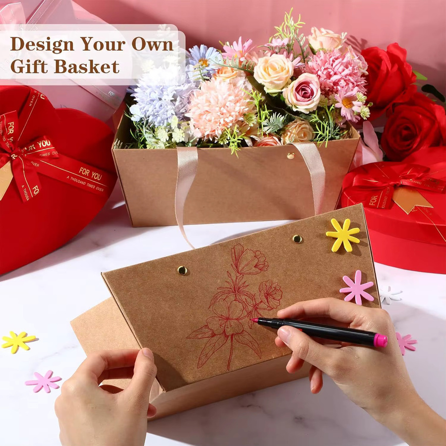 DIY Kraftpapier Geschenkkorb mit Griff in Braun für besondere Anlässe - Bild 2