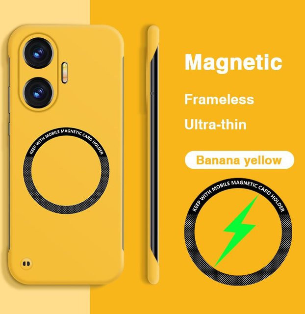 Enhance PC Ultra Slim Hülle für Xiaomi POCO F6 Magnetisch Stoßfest Rahmenlose Schutzhülle in Gelb - Bild 1