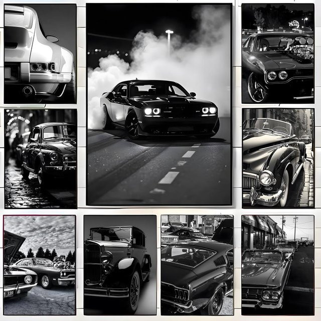 Supercar Art Wandkunstdruck Poster in Schwarz-Weiß für deine moderne Heimdekoration, B/H: 15 x 20 cm - Bild 1