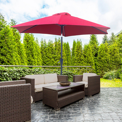 Outsunny Marktschirm Sonnenschirm aus Aluminium und Polyester in Rot, Höhe: 235 cm, Durchmesser: 260 cm - Bild 6