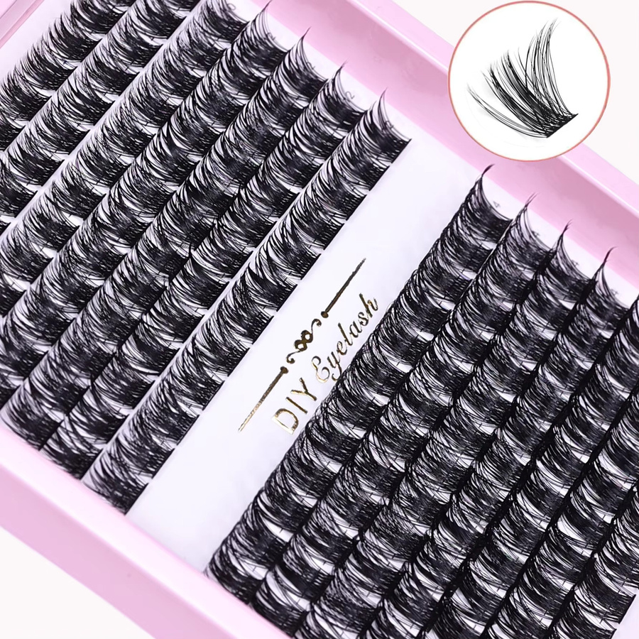 JIEFUXIN Wimpernbüschel, 168 Stück, 10-16mm, D-Curl, Black, Natürlich - Bild 4