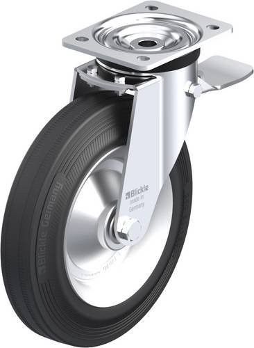 Blickle Lenkrolle L-V 252R-3-ST mit Feststeller, Rad-Durchmesser: 25 cm, Tragfähigkeit: 295 kg, Farbe: Silber/Schwarz - Bild 1