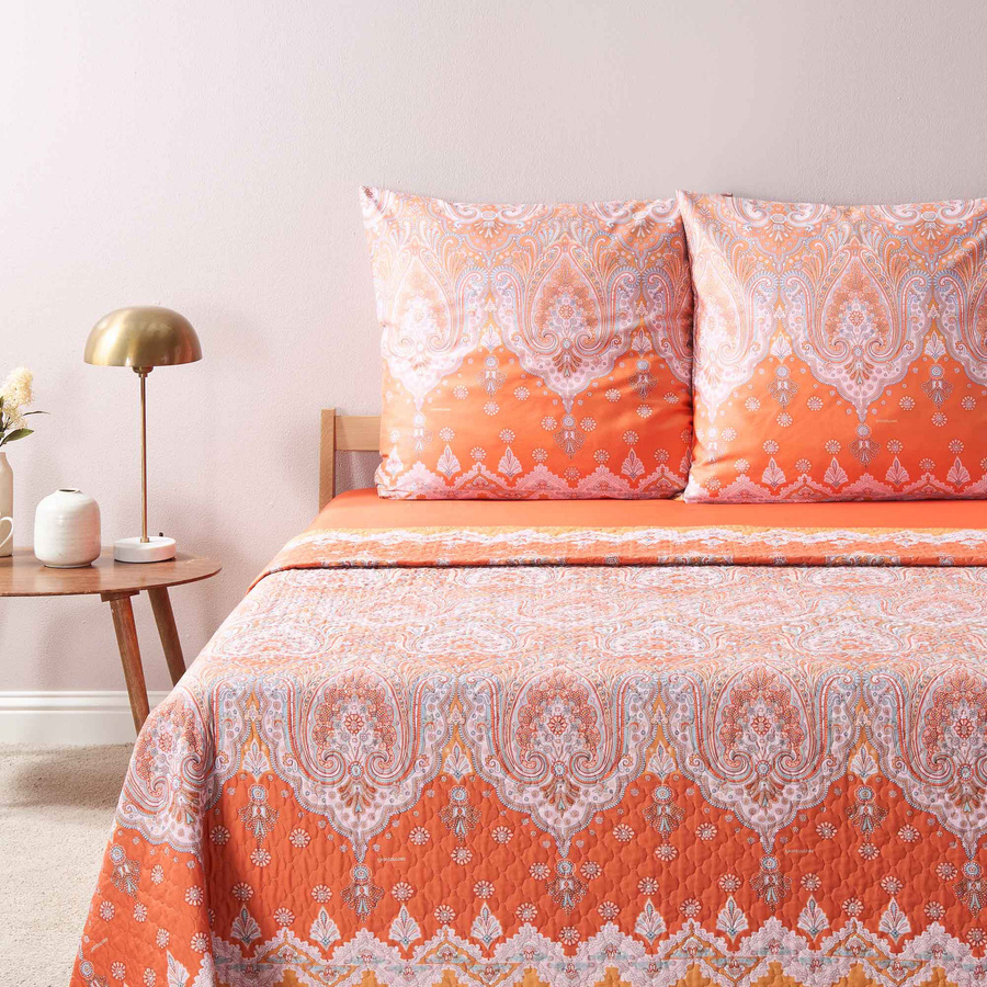 Bassetti Tagesdecke ISOLABELLA aus Baumwolle in Orange mit geometrischem Steppmuster und Oeko-Tex Standard 100 Zertifizierung - Bild 1