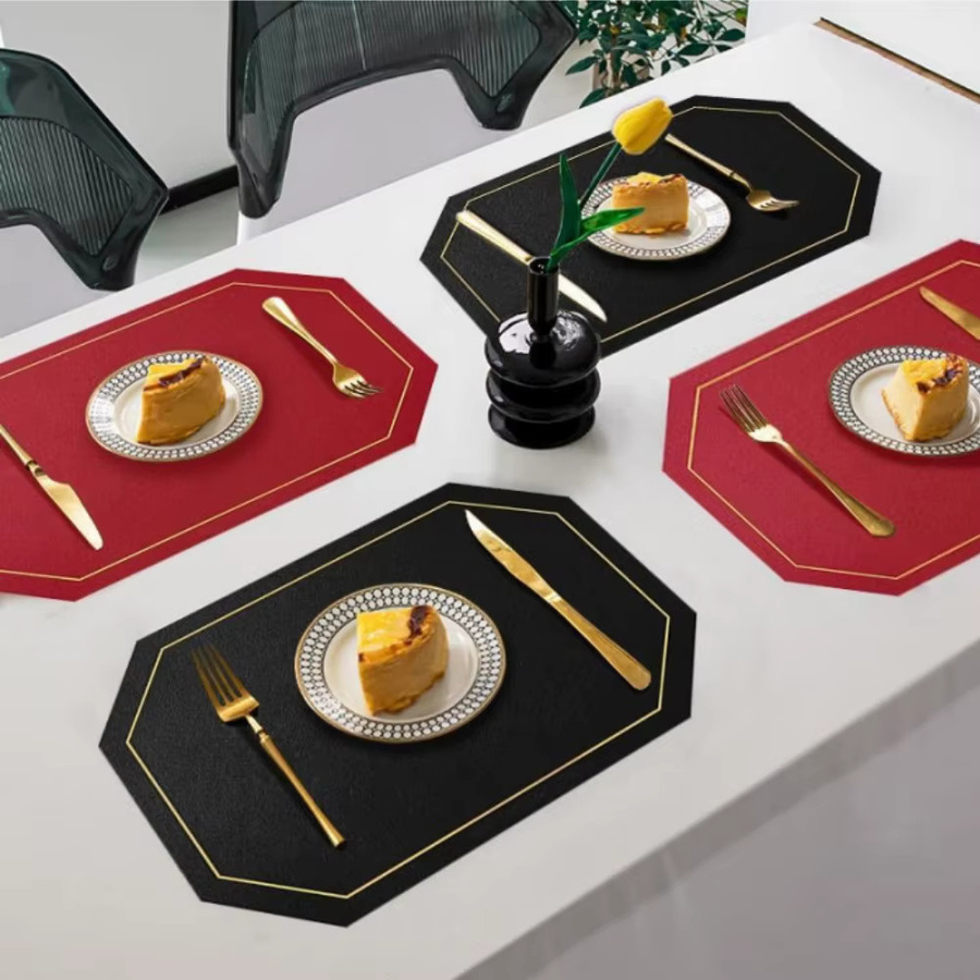 Leeseph Set aus Tischsets und Untersetzern aus Kunstleder, mehrfarbig, hitzebeständig und rutschfest, B/T: 43 x 30 cm - Bild 6