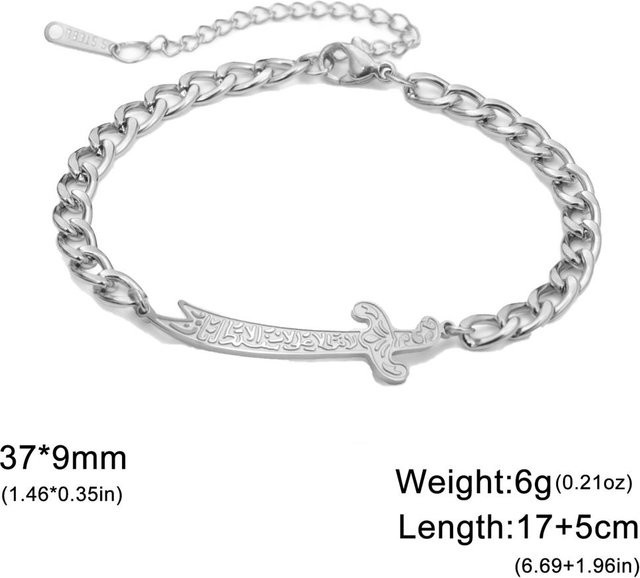 Armband Imam Ali Zulfiqar Schwert, Edelstahl, Silber, Unisex - Bild 1