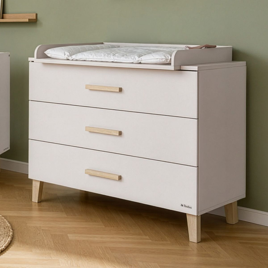 Pinolino Wickelkommode Tami breit mit abnehmbarem Wickelaufsatz und 3 Schubkästen mit Soft-Close-Funktion in Beige - Bild 2