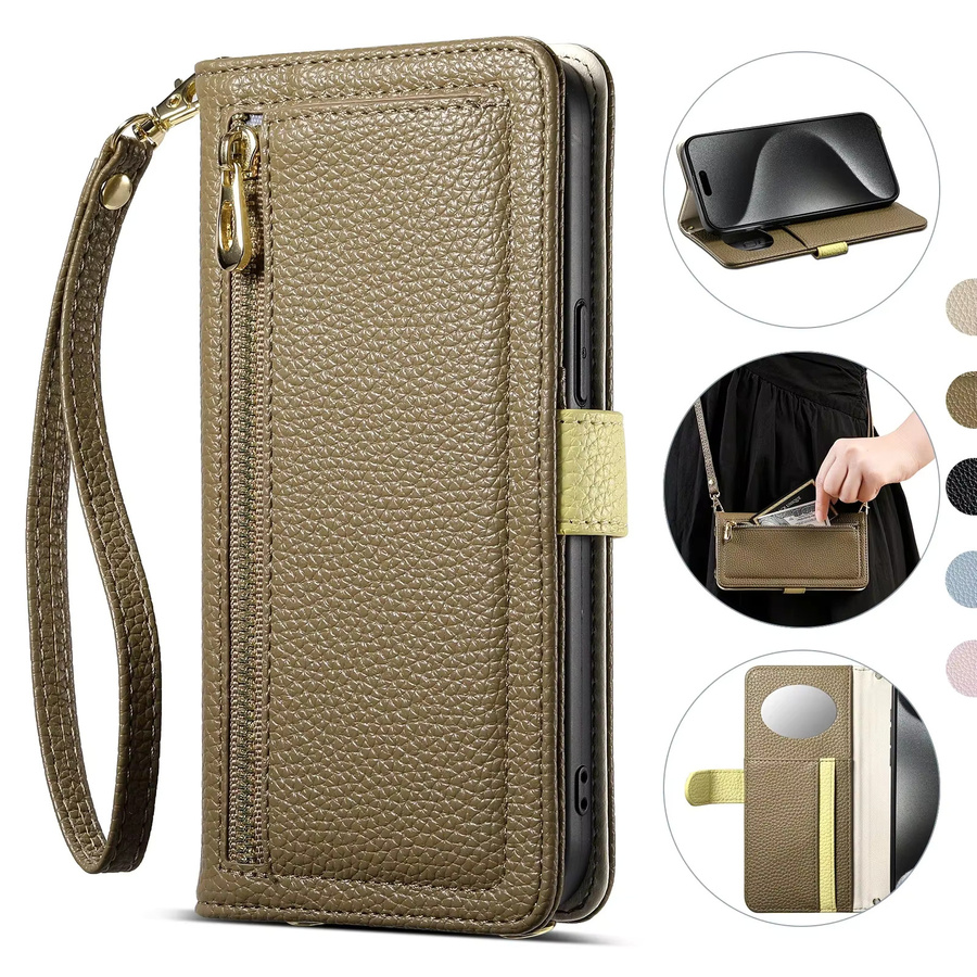 Crossbody Geldbörse mit Kartenhalter und Handyhülle für Motorola Edge 50 Pro 50 Fusion 50 Neo 40 in Blau mit Spiegel und Reißverschluss - Bild 2