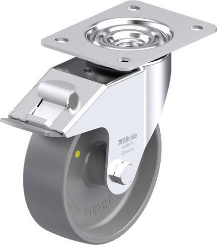 Blickle Stahlblech-Lenkrolle LE-PO 150G-FI-ELS in Grau mit Kunststoffrad, Rad-Durchmesser: 150 mm, Tragfähigkeit: 300 kg - Bild 1