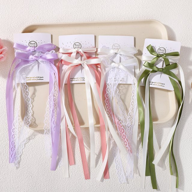 KIDS BOWS Lange Quaste Bogen Haar Clips, 2 Stück, Damen - Bild 1