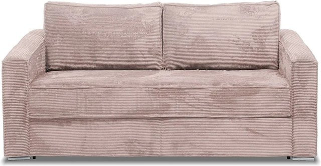 Vente-unique Schlafsofa Loreto in Rosa mit Cord-Bezug und Schaumstofffüllung, Breite: 215 cm - Bild 1