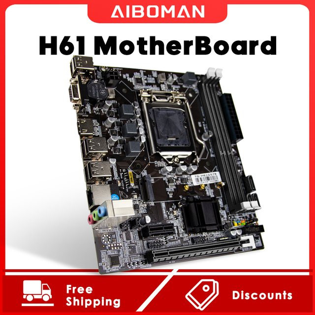 AIBOMAN H61 Motherboard LGA 1155 ATX mit DDR3 RAM Unterstützung und NVMe/M.2 in Schwarz - Bild 1