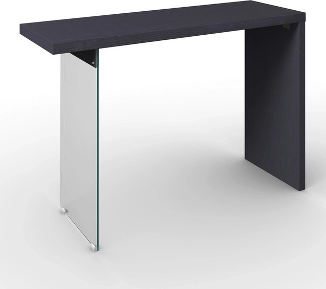 Bessagi Home Konsolentisch Milan in Schwarz mit Glas und Eichenholz, B/T/H: 120 x 40 x 80 cm - Bild 1