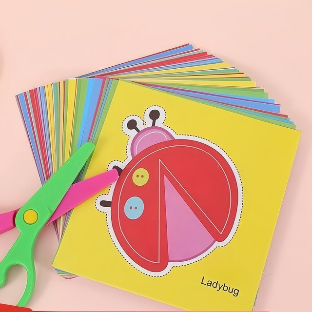 96-teiliges Scherenset für Kinder mit sicheren Kinderscheren und Papierschneidewerkzeugen in Bunt, ideal für Origami, Feinmotoriktraining und Bastelprojekte mit Tier- und Naturmotiven - Bild 1