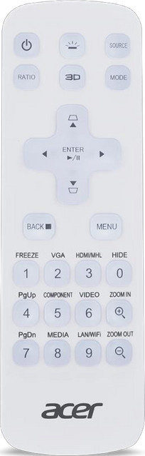 Acer Universal Fernbedienung JB2 mit 25 Tasten und Backlight in Weiß (MC.JQ011.005) - Bild 1