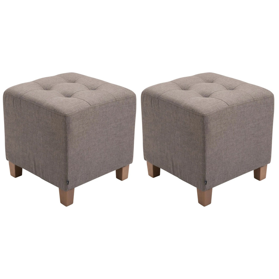 DELUKE 2er Set Sitzhocker CELIS Polsterhocker aus Stoff in Taupe, B/T/H: 45 x 45 x 46 cm - Bild 2