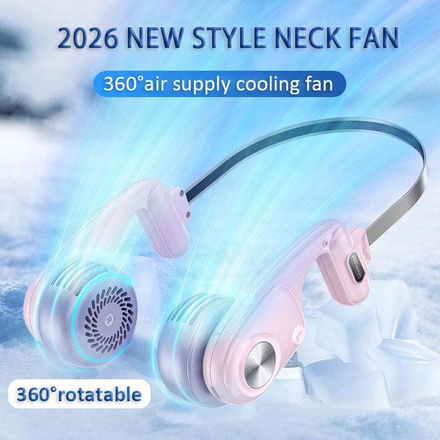 HAOYUNMA Mini Halsventilator Tragbare Klimaanlage mit 360 Grad Luftzufuhr, Wiederaufladbarer USB-Ventilator in Weiß - Bild 1