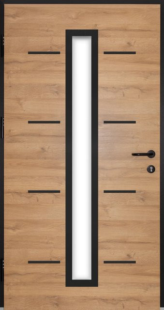 Splendoor Haustür ThermoSpace Milano Prime Woodeffect in Braun und Schwarz mit Glaseinsatz, B: 110 cm, H: 210 cm, Anschlag Links - Bild 1