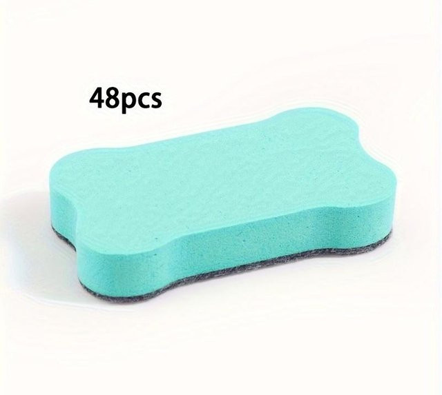 48 Stück SZ-Damai Whiteboard-Trockenlöscher in Grün und Türkis, knochenförmige Mini-Tafellöscher aus Kunststoff für Büro, Klassenzimmer und Zuhause - Bild 1