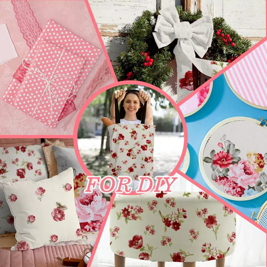42-teiliges Rosa Charm-Set für Quilting mit Blumenmuster, vorgeschnittene Stoffquadrate für Nähen und DIY Handwerk, Breite: 12,7 cm, Tiefe: 12,7 cm - Bild 2