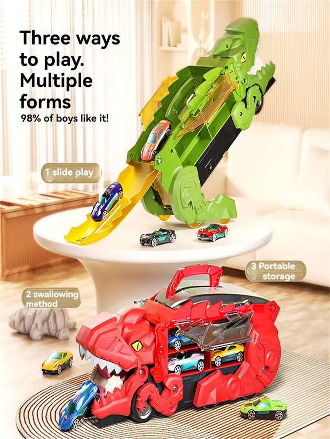 3-in-1 Kinder-Dinosaurier-Deformationscontainer-LKW Tyrannosaurus Rex, Spielzeugauto, Grün, ab 3 Jahre - Bild 5