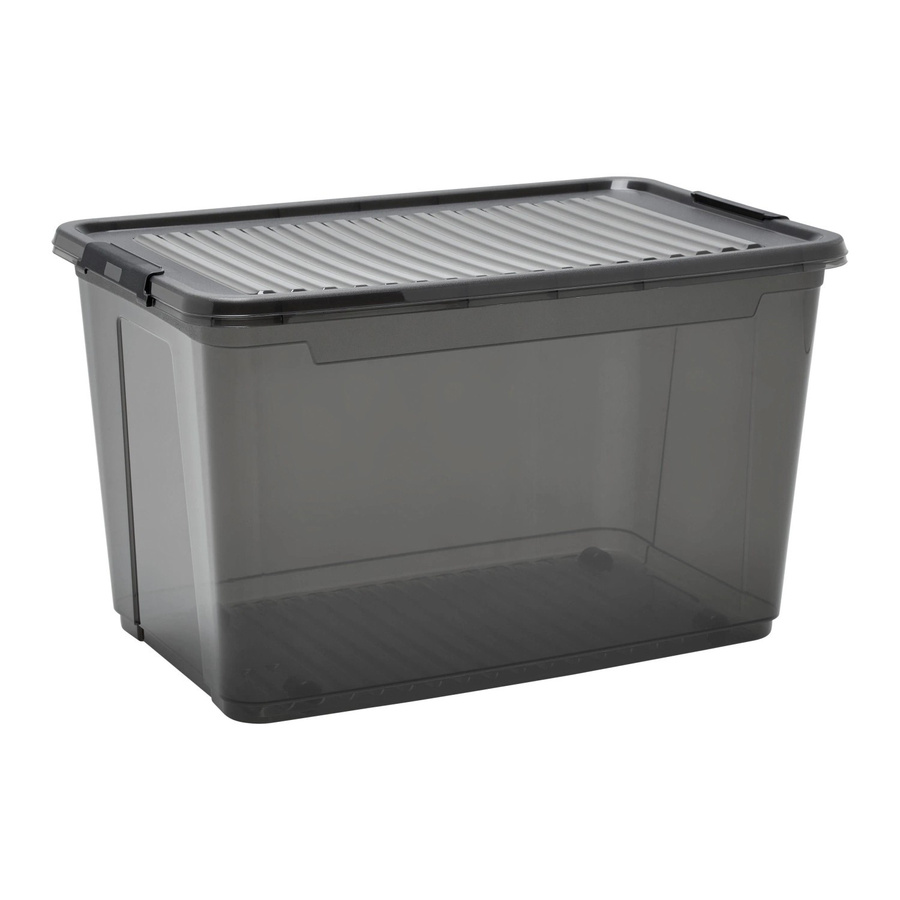 Mömax Aufbewahrungsbox Leo mit Deckel Transparent/Schwarz, Volumen: 56 l, B: 38,0 cm, T: 35,5 cm, H: 38,0 cm - Bild 2