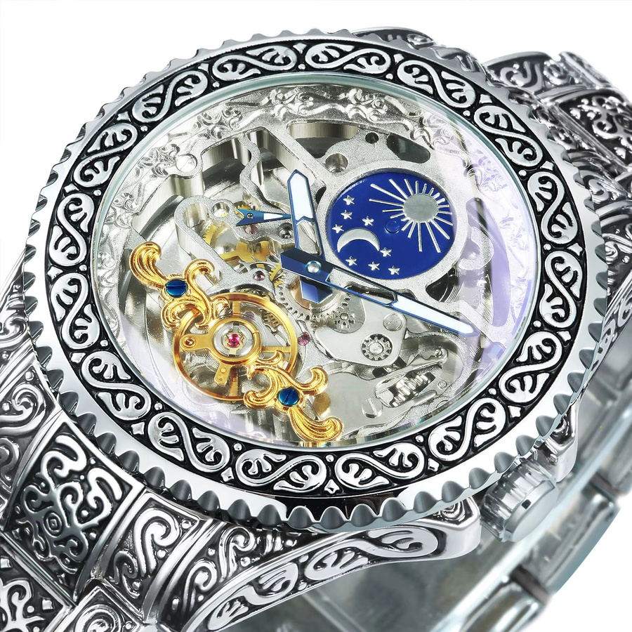 Forsining Armbanduhr Automatik, Gold, Edelstahl, Mondphase, Herren - Bild 3