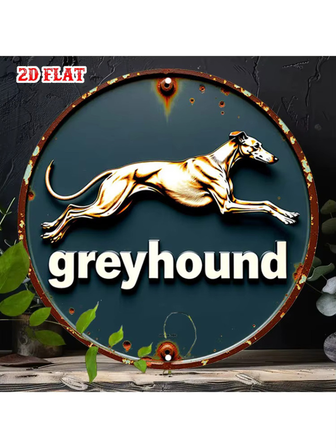Rundes Aluminium-Metallschild Potdemiel mit Greyhound Hund Motiv in Multicolour, Durchmesser: 20 cm - Bild 5