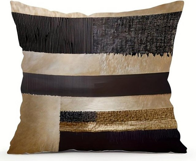 Dekorative Kissenbezüge von JMG Clothing mit abstraktem Muster in Schwarz, Braun und Beige, B/H: 45 x 45 cm - Bild 1