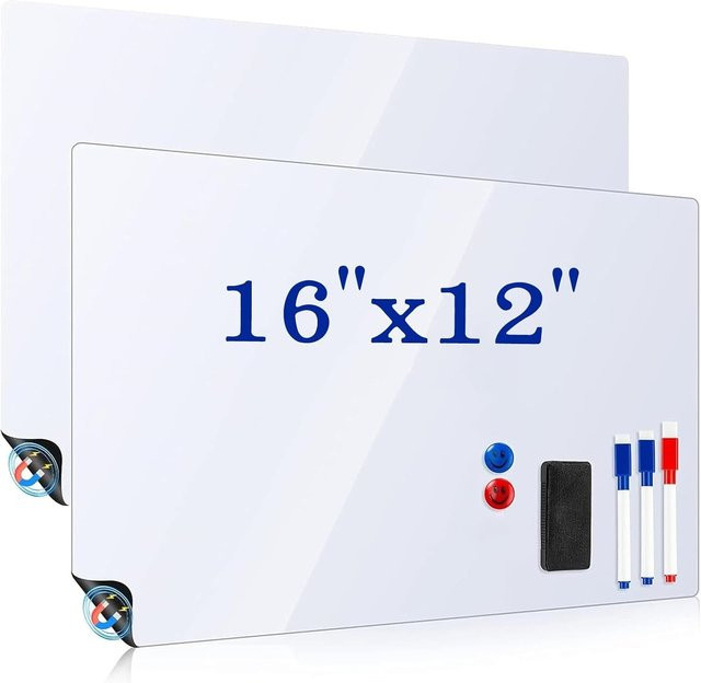 Magnetisches Whiteboard für den Kühlschrank in Weiß mit 3 Markern und Radiergummi, trocken abwischbare Tafel als Küchenorganisator und Planer, Breite: 30,48 cm, Höhe: 40,64 cm - Bild 1