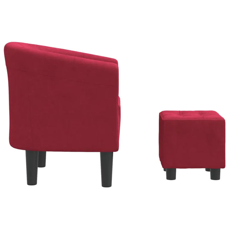 Vidaxl Clubsessel mit Hocker in Weinrot mit Samtbezug im modernen Design - Bild 5