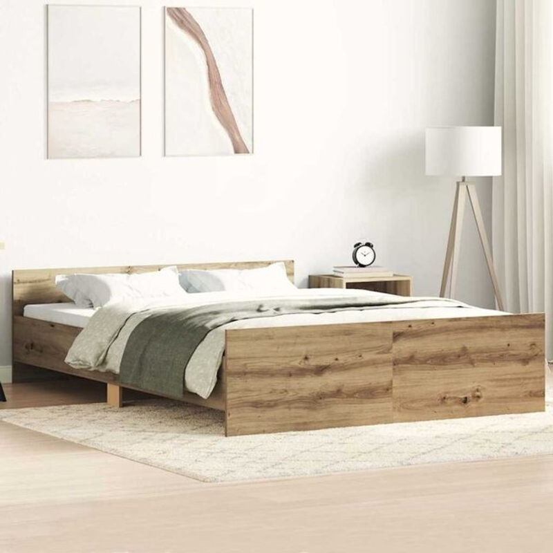 Bettgestell aus Holzwerkstoff Vidaxl in Artisan-Eiche Natur Braun, B/T/H: 120 x 190 cm - Bild 1