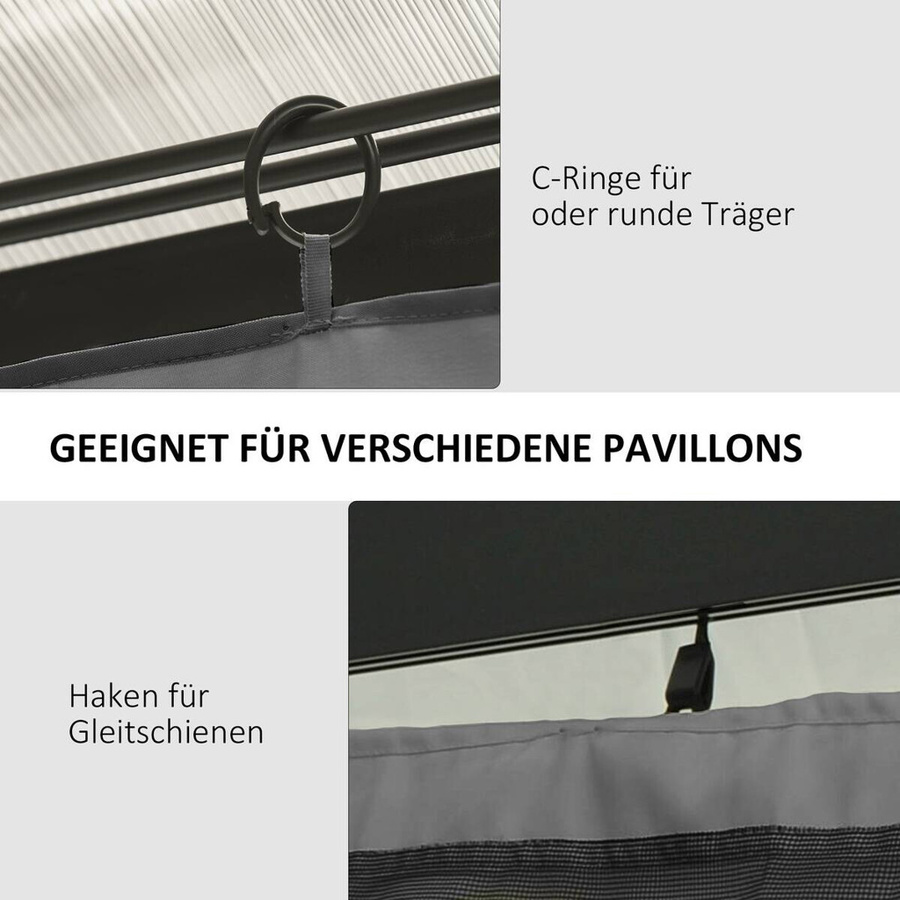 Outsunny 4 Pavillon-Seitenwände aus Polyester in Hellgrau, Höhe: 300 cm, Breite: 205 cm - Bild 2