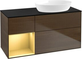 V&B Waschtischunterschrank Finion mit Wandbeleuchtung in Platin und Walnuss, B/T/H: 120 x 50,1 x 50,1 cm - Bild 1
