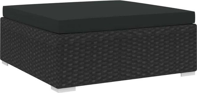 vidaXL Modular-Fußhocker aus Poly-Rattan mit Kissen in Schwarz - Bild 1
