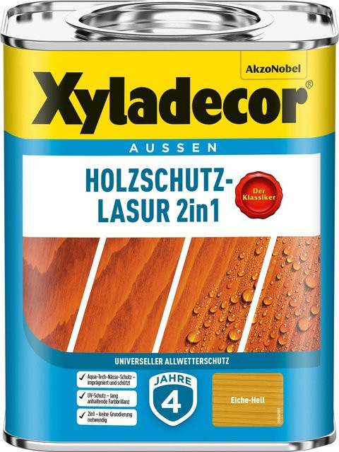 Xyladecor Holzschutz-Lasur 2in1 Eiche-Hell matt 0,75 l - Bild 1