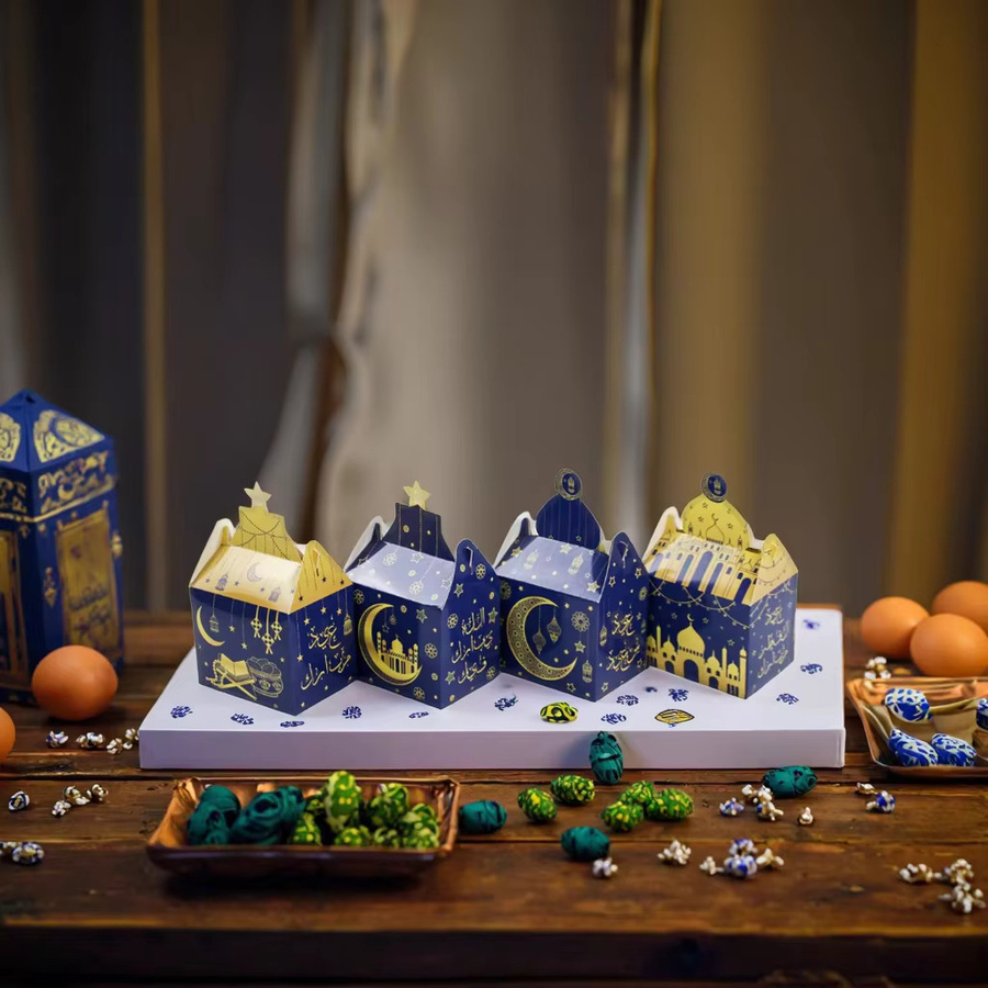 12 oder 24 Stück Eid Mubarak Geschenkkartons für Ramadan Kareem Party Dekoration in Mehrfarbig und Blau aus Papier - Bild 2